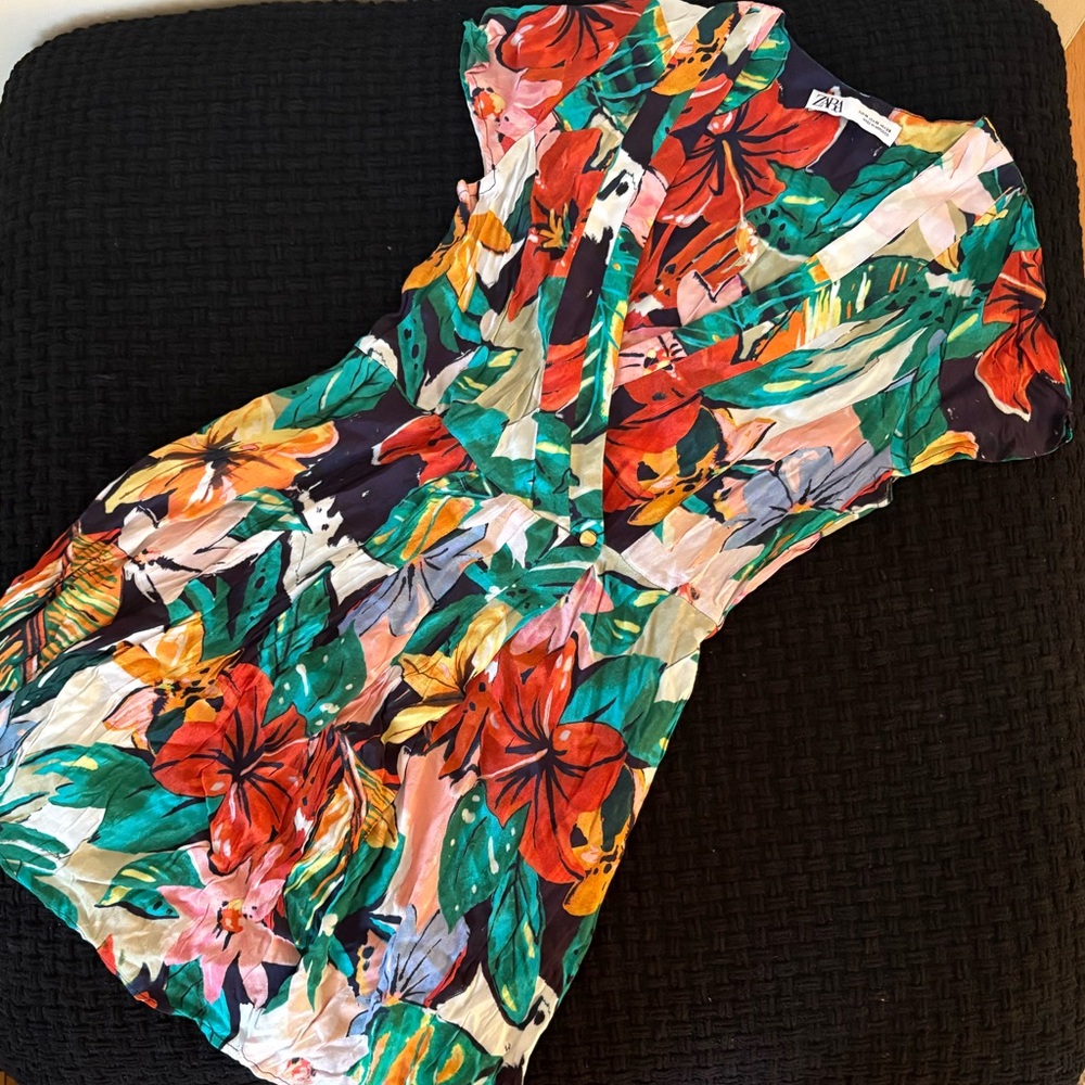 Zara Multicolor Floral Mini Skirt - Red, Green, Yellow
